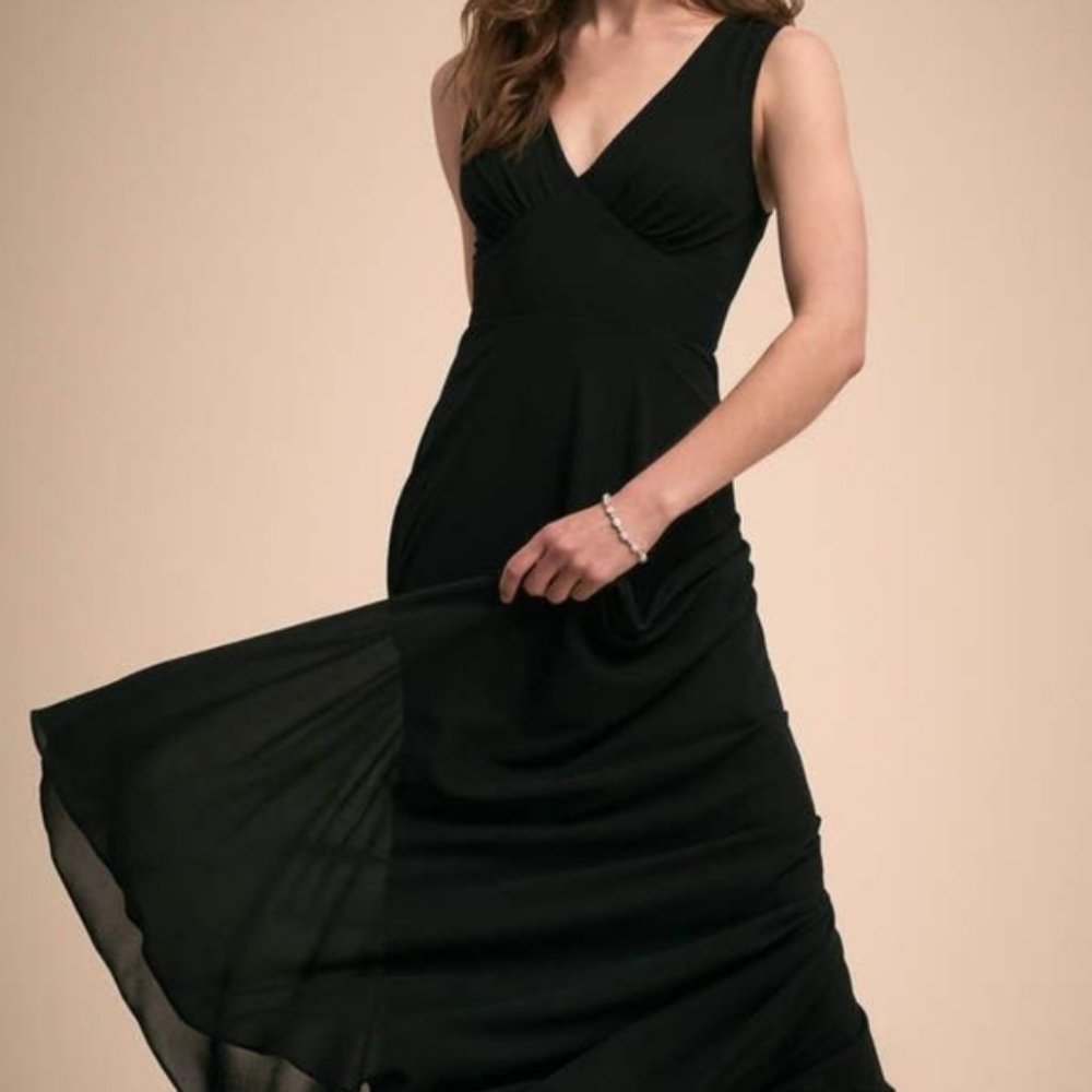 BHLDN Black Capulet Maxi Dress SzS